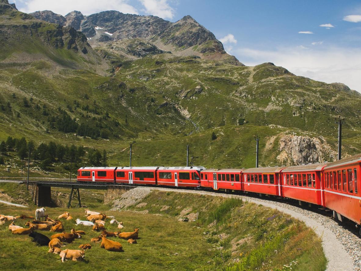 Board the Glacier Express for an unforgettable train journey through the spectacular Swiss Alps