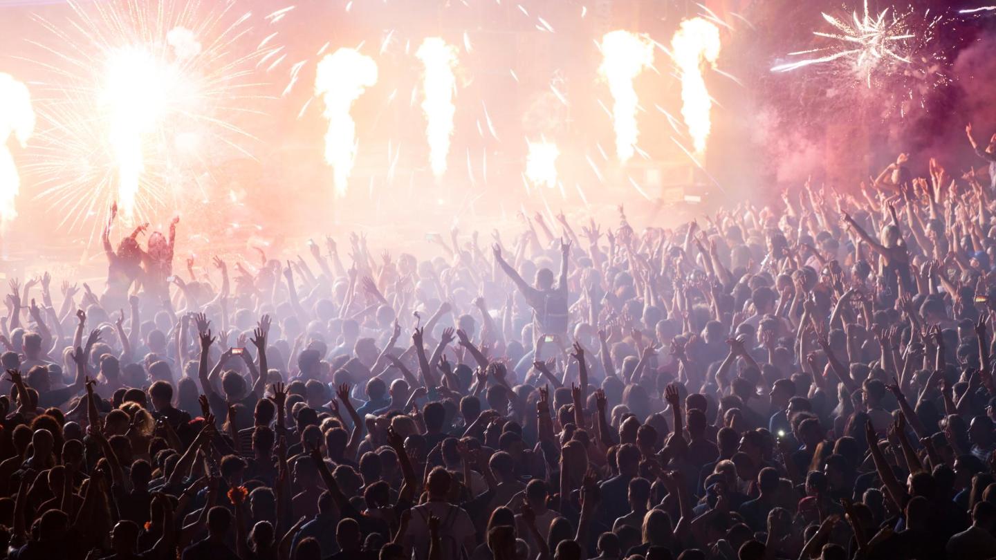 Fireworks light up the night sky and add to the pulsating energy of Djakarta Warehouse Project