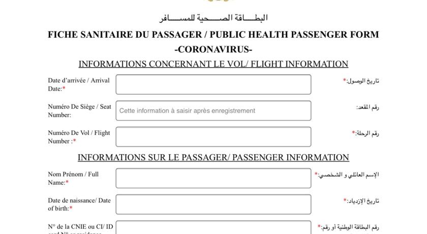 health form to travel to morocco