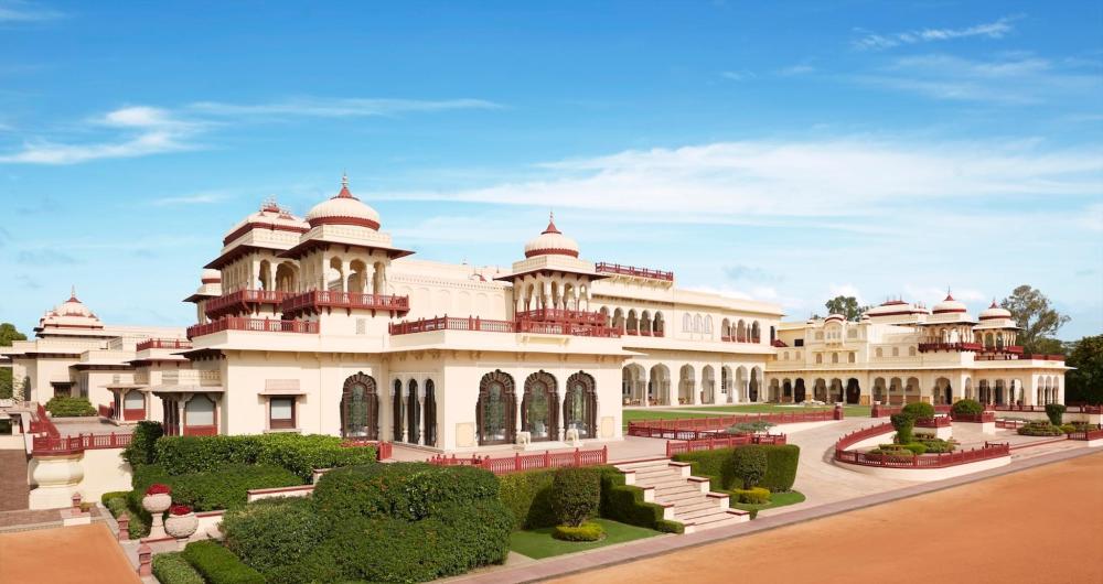 Rambagh Palace is showcased, highlighting the stunning architectural marvel in Rajasthan.