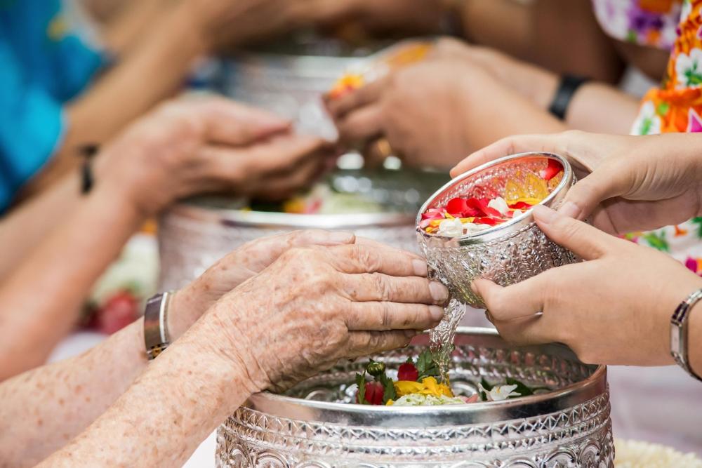Locals give blessings during Koh Samui's more low-key, traditional Songkran festivities