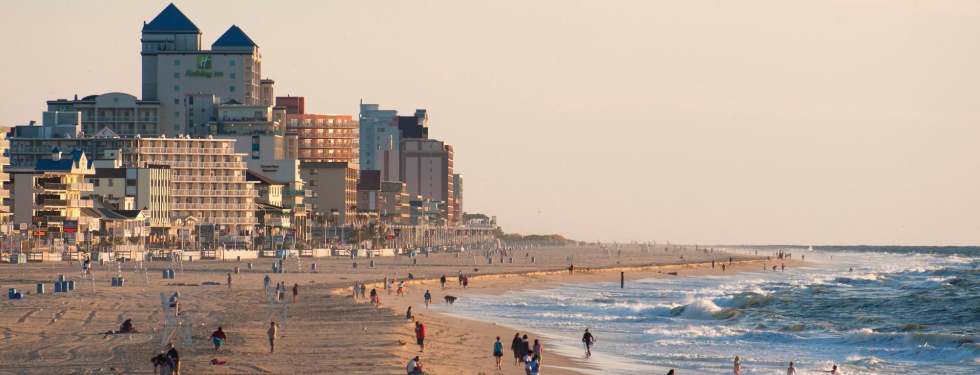 Aerial view of Ocean City Beach, showcasing sandy shores