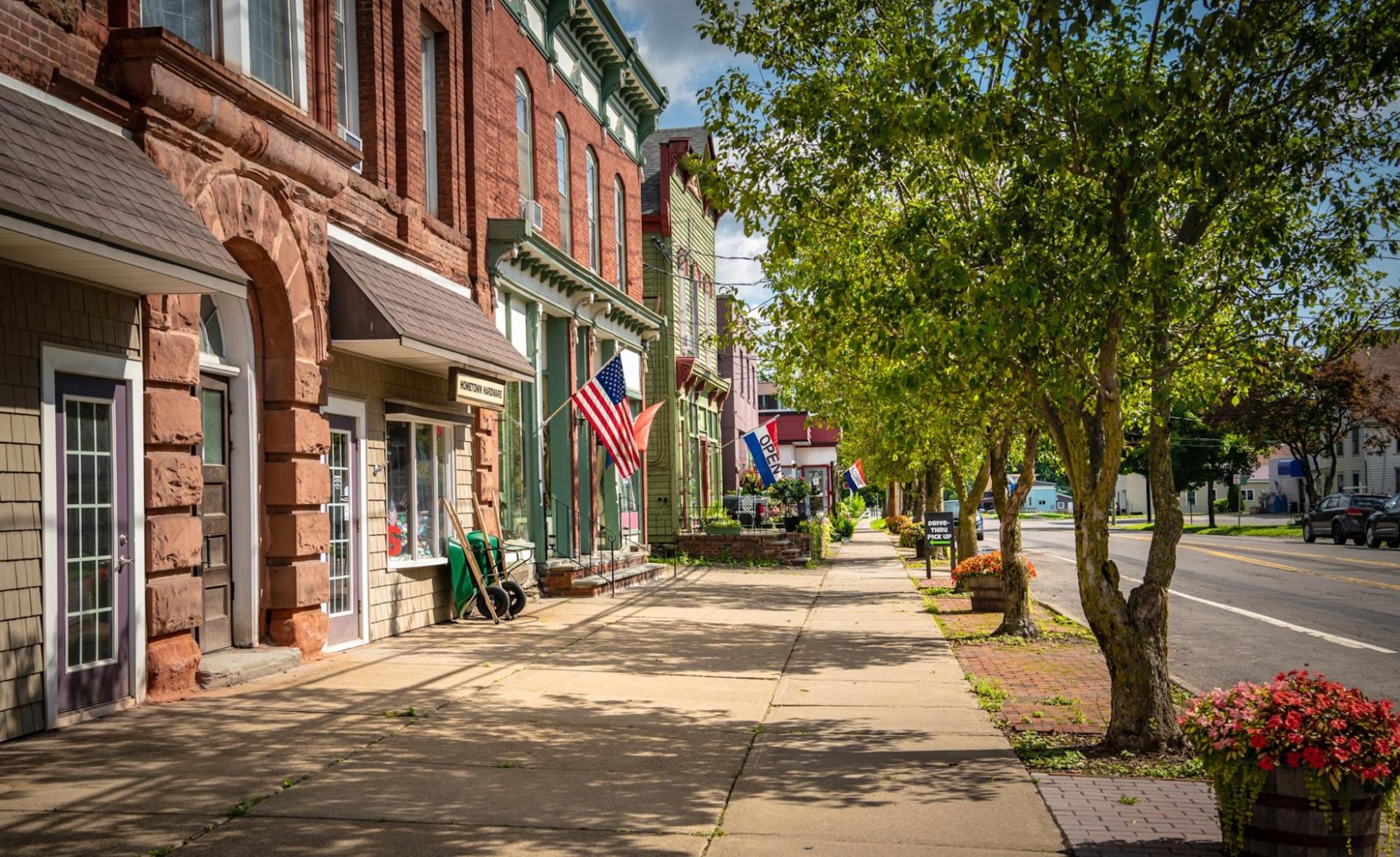 A picturesque street showcasing the charm of small towns
