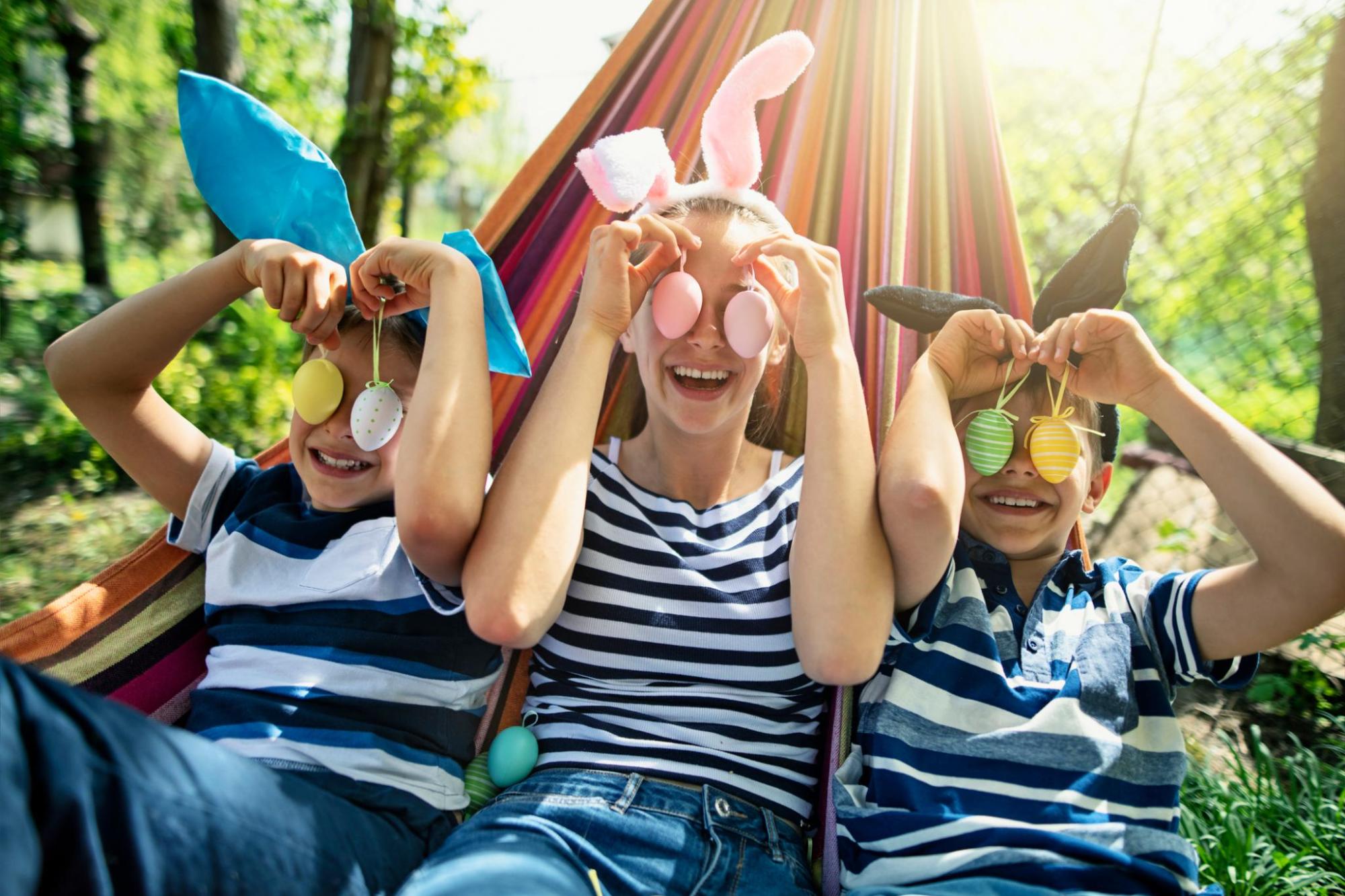 Children wearing bunny ears to celebrate easter weekend 