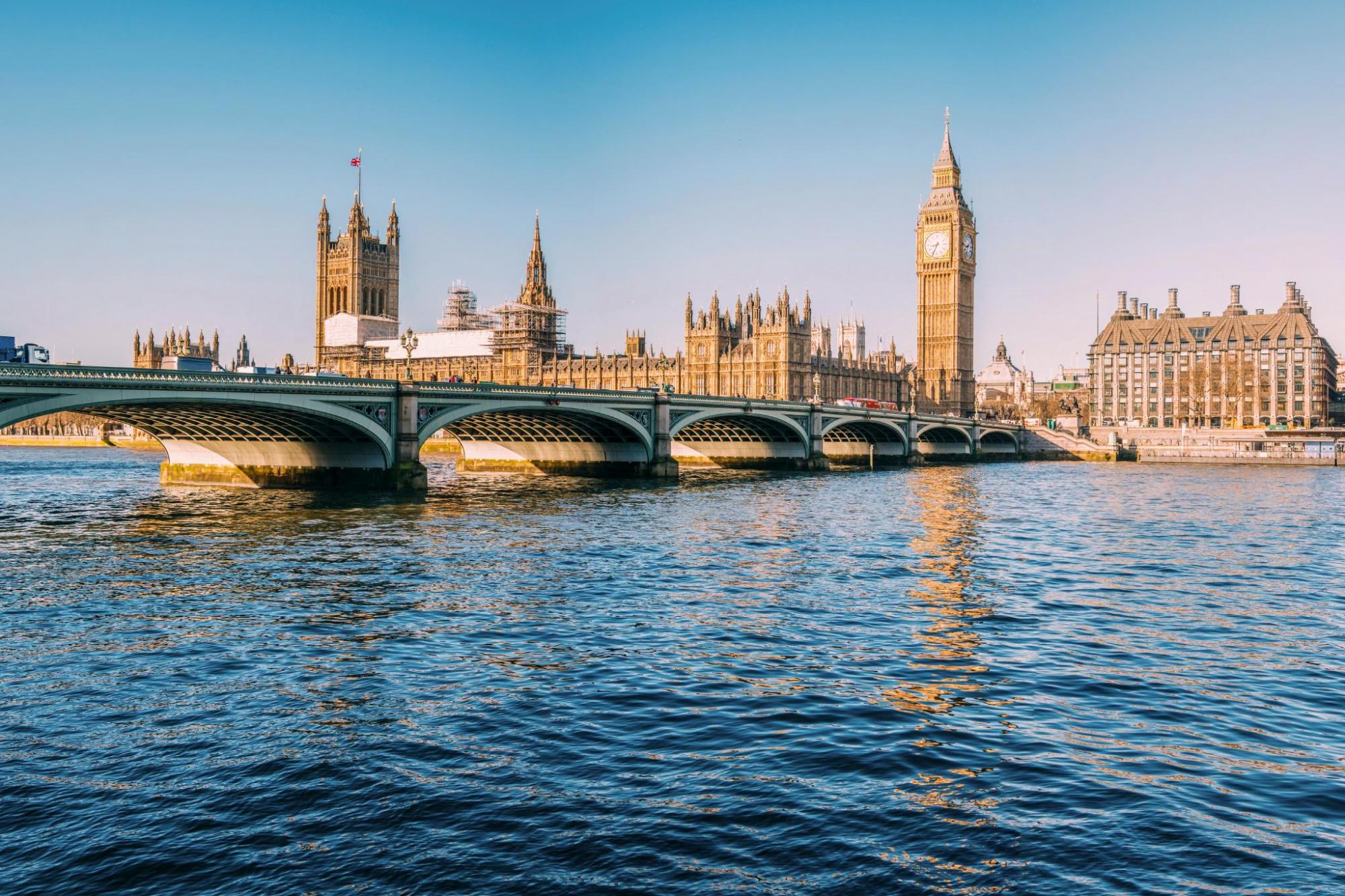 London's cityscape featuring Big Ben and Parliament Bridge