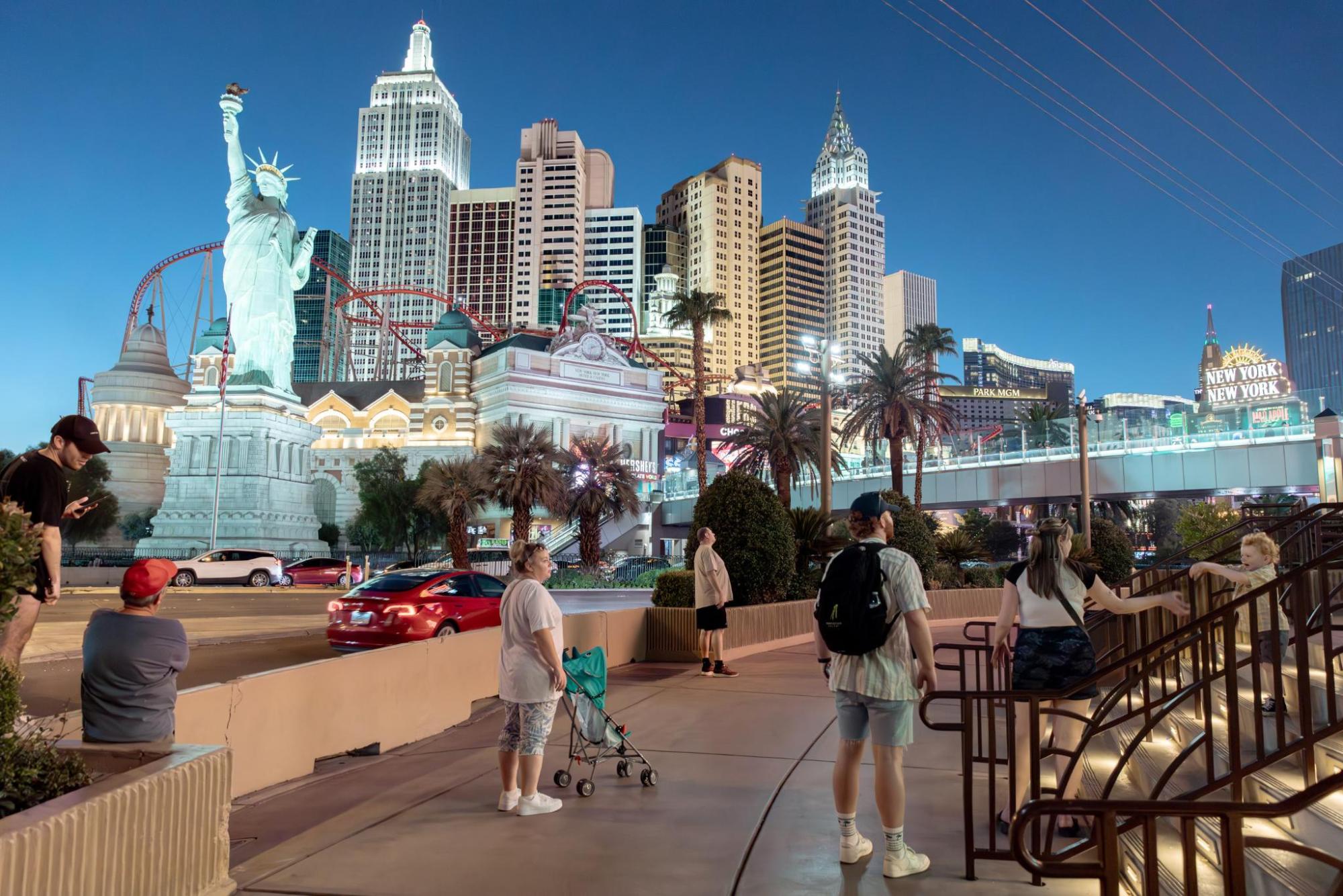Las Vegas Strip with New York-New York skyline at night