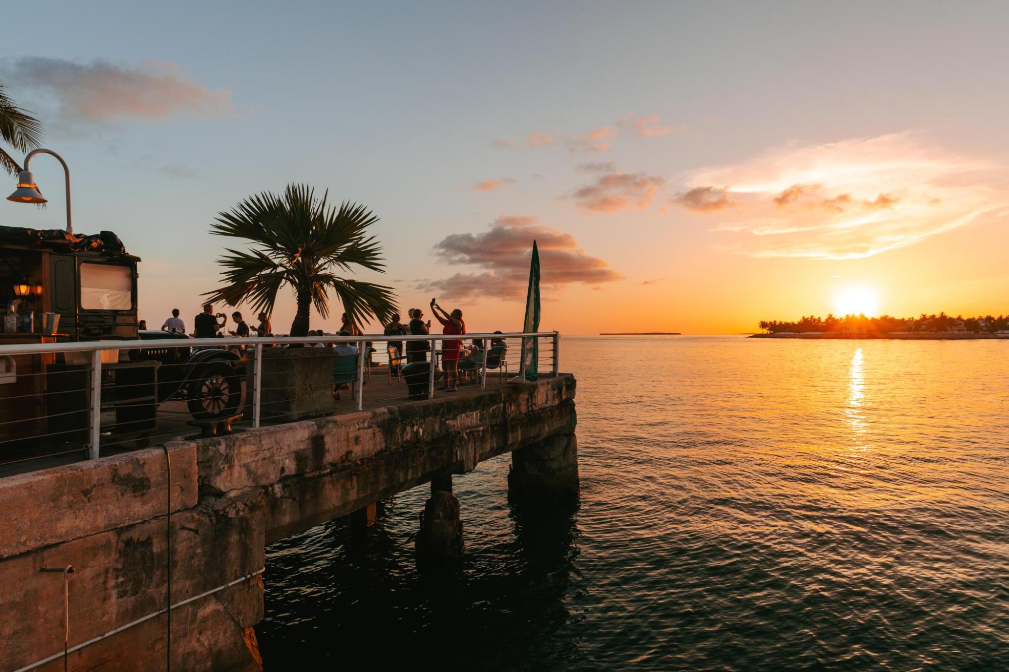 Sunset view located at Mallory Square in Key West, Florida