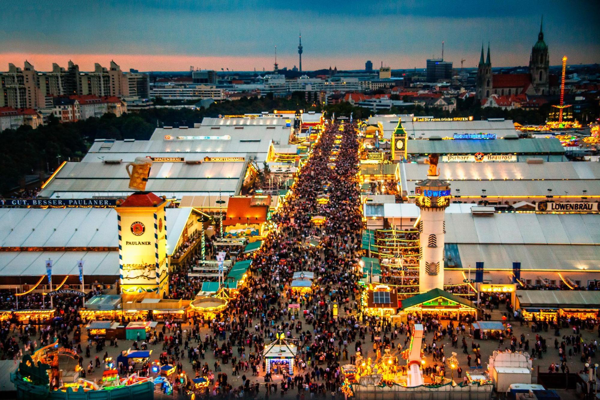 Aerial view of the Oktoberfest festival grounds in Munich